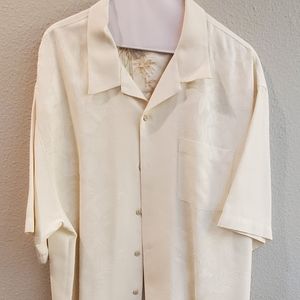 Tommy Bahama, 100% Silk, Short-Sleeve, Size XL, Cream